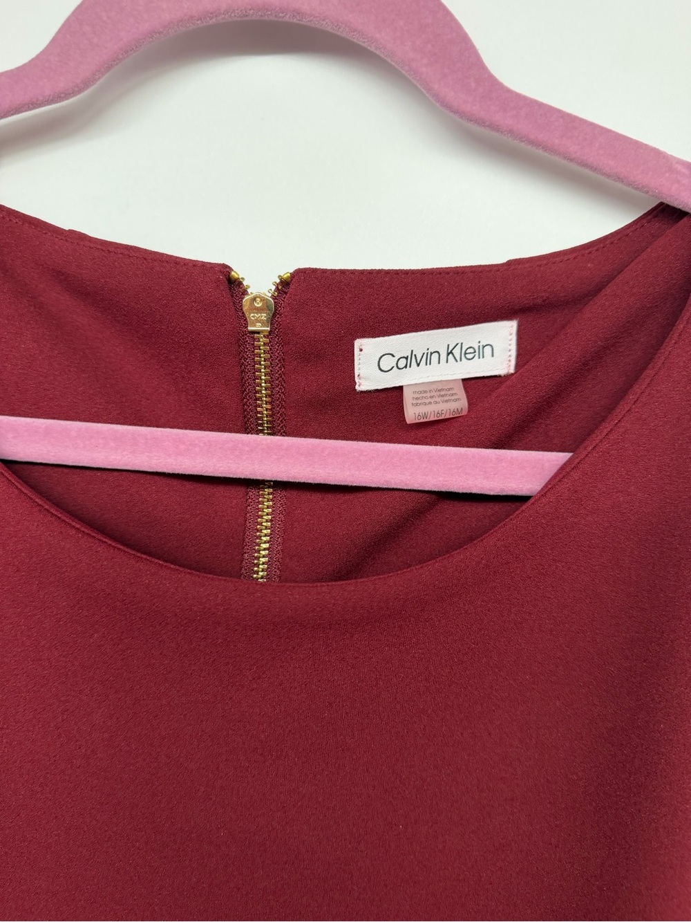 Calvin Klein Burgundy Tiered-Ruffle Midi Dress - Picture 3 of 3